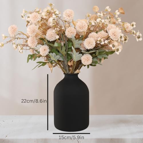 Large Black Vase for Flowers Decor Living Room - 8.6in Tall, Matte Black Arlo Vase for Dining Coffee Table Centerpieces, Wabi Sabi Decor, Big Decorative Modern - color: Black