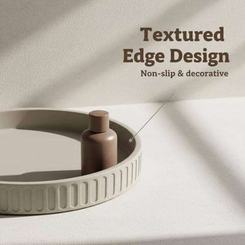 12in Decorative Tray for Coffee Table Tray Decor, Gray 100% Solid Concrete Decorative Round Tray for Kitchen, Living Room, Home Decor - color: Concrete Gray