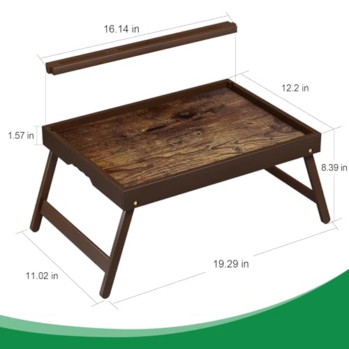 2 Pack Bamboo Breakfast Tray with Foldable Legs & Detachable Stand | Ergonomic Handle | Portable Bed Tray for Eating, Working, Laptop, Tablet, and Phone - color: Normal, size: Large- 2 pack