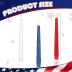 Patriotic Flameless Taper Candles With 3D Wick - 9.6" Real Wax Red White and Blue With Remote and Timer - 4th of July LED Battery Operated Fake Candles, 3 Pack - color: Red,White,Blue