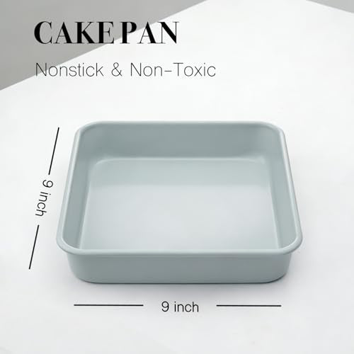 Non-Stick Square Cake Pan 9x9, Non-Toxic Lnorganic Ceramic Coating, Ceramic Square Baking Pan, Brownie Pan for Oven - size: cake pan 9x9"
