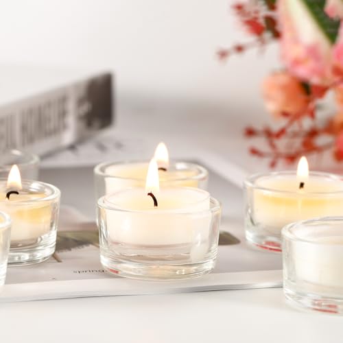 Jeffbaubl 30 PCS Tealight Candle Holder, Small Votive Candle Holders, Clear Glass Tea Light Holders Bulk for Wedding, Home Decor, Table Centerpiece, for 1.5Inch Tealight