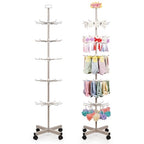 Retail Display Stand Store Display Rack 5 Tier Metal Spinning Display Stand Rack with Wheels Keychain Jewelry Stocking Hat Display Stand with Hooks for Malls, Showroom, Retail Store (Grey) - color: Grey