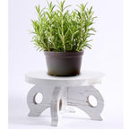 White Wooden Plant Stands Indoor Riser Round Display Stands Farmhouse Display Stool Flower Holder Pedestal Board Pine - color: White, size: Pine