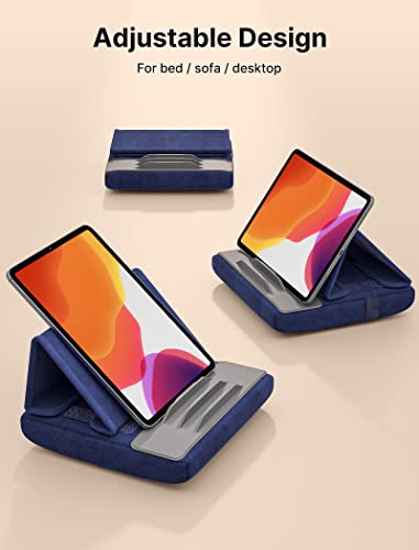 JSAUX Tablet Pillow Stand, Tablet Stand Holder Dock for Lap, Bed and Desk Compatible with iPad Pro 11 10.5 9.7 10.2 Air Mini, Kindle, Tablets, Phones, E-Reader, Books and More 4-11'' devices Navy Blue - color: Navy Blue