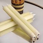Homemory Honeycomb Flameless Taper Candles with 10-Key Remote, Battery Operated Hive Led Candlesticks Flickering Light, Electric Window Candles Real Wax for Gift Christmas Wedding Decor - style: Scandinavian 4 - Ivory 9.6"
