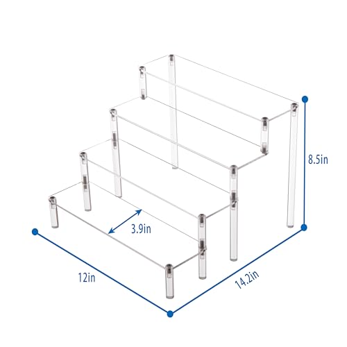 BYCY Acrylic 4-Tier Riser Display Shelf for Figurines, Desserts Holder, Collections Organizer and Cosmetic Items Shelf (4tier-Clear) - color: 4tier-clear