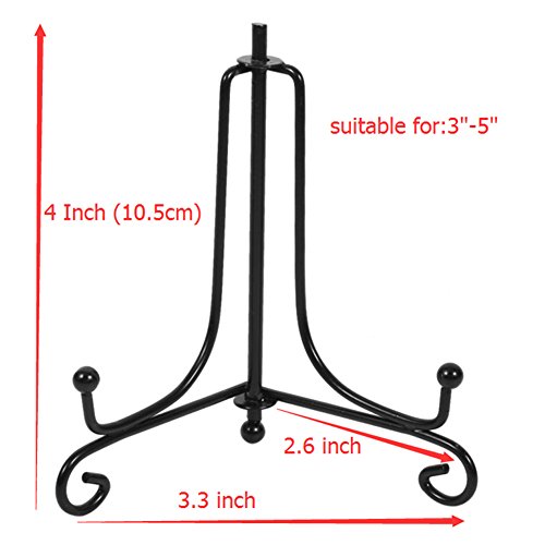 (2 pack) Iron Display Stand, Black Iron Easel Plate Display Photo Holder Stand, Displays Picture Frames, Decorative Plates,Tablets and Art 4 Inch - color: Black, size: 4 inch(2 pack)
