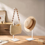 Purse Holder Handbag Display Stand: Hanger Rack Showing Bags, Purses, and Wreath, Adjustable Hook Stand for Tabletop, Closet, Desk, and Retail Use for Vendors, White - color: White