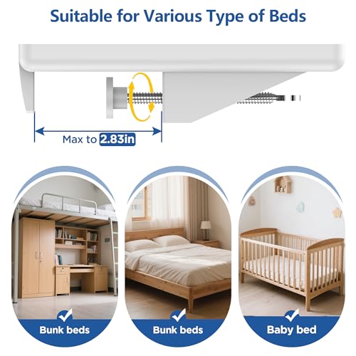 Bedside Shelf for Dorm Bunk Bed, Clip On Nightstand, Bed Side Table Tray Organizer, College Dorm Room Essentials for Girls/Guys, with Cable Management for Dormitory, Back to School (White) - color: White