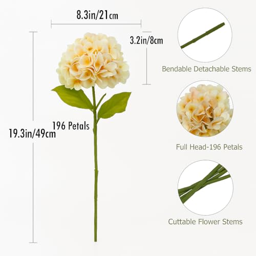 6pcs Artificial Hydrangea Flowers - Easy to Shape for Home Decor,Commercial Staging & DIY Crafts, Maintenance-Free Fake Flowers in Multiple Color Options, Flores Artificiales(Beige) - color: Beige