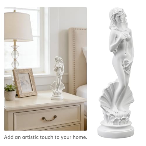 Birth of Venus Sculpture, 7.6 Inches Resin White Greek Roman Goddess Aphrodite Art Figurine Sculpture for Home/Office Decor,Valentine's Day Gift (Birth of Venus Sculpture) - style: Birth of Venus Sculpture