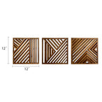 Musanpou Wooden Geometric Home Wall Decor Slatted Wood Design Wall Sculpture，Set of 3 Wood Wall Art decorate，Boho Bathroom Bedroom Living Room rustic Home Decoration