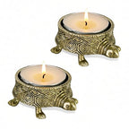 NIKKY HOME Gold Turtle Tealight Candle Holders Set of 2, Centerpiece Table Decorations, Decorative Metal Candlesticks Stand for Tea Light Candles