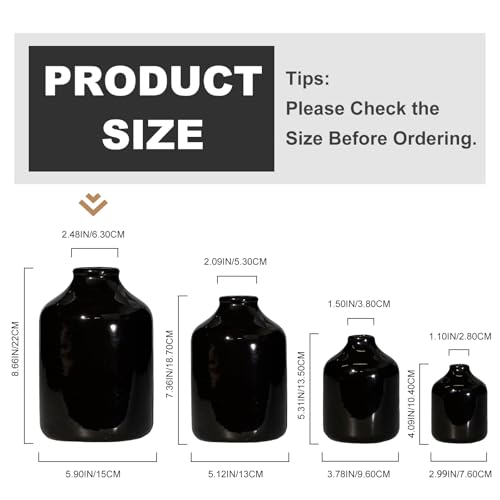 Sunddo Black Ceramic Vase, 8 Inch Large Modern Vases Home Decor - Minimalist Decorative Vase for Centerpieces, Living Room, Easter Table, Bathroom Decorations, Outdoor, Coffee Table Decor - color: Black, size: 8 inch