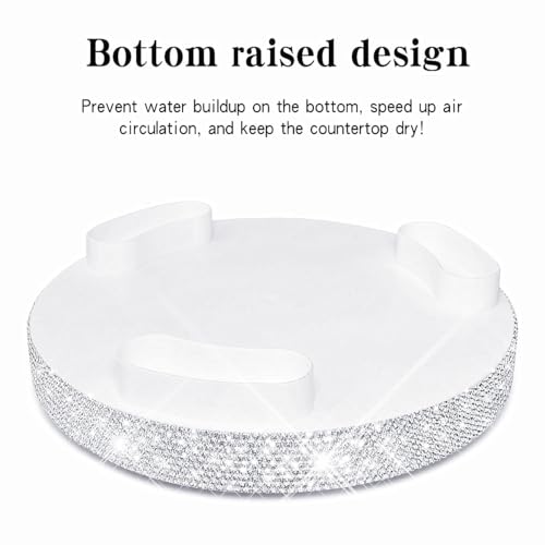 Bling Decorative Tray for Coffee Table，Glitter Round Tray Decor Coffee Table Decor Table Trays Decorative，Shiny Perfume Organizer Dresser Perfume Tray (Round - 9“) - size: 9"
