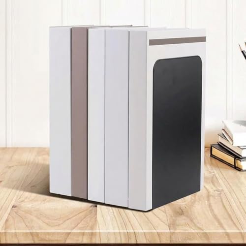 2Pcs Metal Bookends Heavy Duty Black/White Book Ends Support for Shelves Modern Minimalist Style Bookends Multi-Purpose Book Stoppers for Heavy Books School Office Library