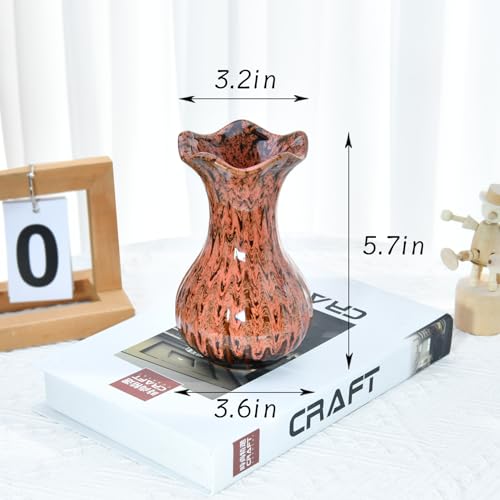 Ceramic Vase, Modern Small Vases for Home Decor, Elegant Flower Vase Centerpiece for Tables, Office Desk, Room Decor, Fit for Housewarming, Wedding, Birthday (Orange) - color: Orange