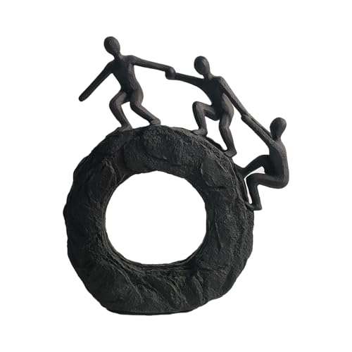 Abstract Sculptures - Living Room and Office Dynamic Climbing Wall Character Decoration, Black Statue 7x8x1.5 inches Elegant Black Home Decoration Gift Creativity - color: Round Climbing