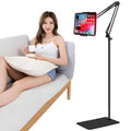 Tablet Floor Stand with Double Weight Base,Overhead Bed Phone Stand Height Adjustable/ Arm Stretchable Tablet Holder, Compatible with 4.5''-13'' iPhone, iPad, Galaxy Tab, Kindle, or Other Phones