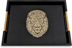 Modern Serving Tray with Lion Design, Ottoman Tray, Tea and Coffee Table Platter, Jewelry Bathroom Organizer, Gift, Gloss Finish - style: LION