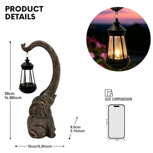 Solar Elephant Statue Lantern for Garden - Outdoor LED Decor with Auto On/Off, Perfect Patio, Yard, or Gift Idea - color: Elephant Lantern