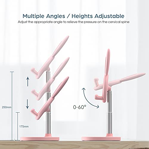 Cute Bunny Cell Phone Stand for Desk, Height & Angle Adjustable, Anti-Slip Desktop Phone Holder, Universal for All 4-10" Mobile Phones & Tablets (Pink) - color: Pink
