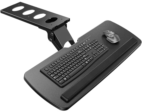 HUANUO Keyboard Tray Under Desk, 360 Adjustable Ergonomic Sliding Keyboard & Mouse Tray, Under Desk Keyboard Tray Slide Out, Keyboard Holder Under Desk for Typing in Home, Office Work, 25"W x 9.84"D - color: Black