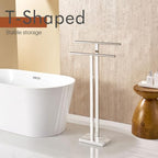 KOKOSIRI Floor Stand Towel Rack for Bathroom 2-Tier Free Standing Towel Holder with Heavy Marble Base Thicken Steady Design Polished Chrome Stainless Steel THS0005-CH - color: Polished Chrome