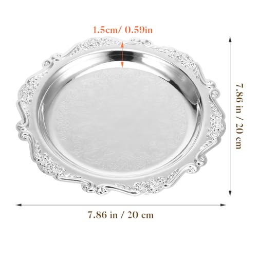 Cabilock Silver Iron Serving Tray, 7.87In Elegant Snack Serving Platter for Party Food Desserts and Jewelry Display, Multifunctional Decorative Tray for Entertaining