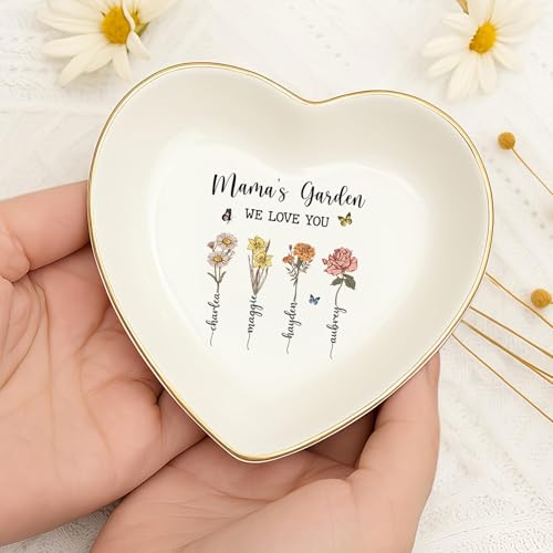 Personalized Mama's Garden Jewelry Tray, Grandma‘s Garden Birth Month Flower Jewelry Dish; Personalized Mom Trinket Tray, Grandma Shower Keepshake, for Grandma Mama 7 - color: Jewelry Dish 6