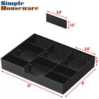 Simple Houseware Drawer Organizer Tray with 9 Adjustable Compartments, 2 Packs, Black - color: Black, size: 2 Pack