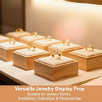 2Pcs Bamboo Ring Display Stand Velvet Jewelry Holder Props Single Rings Displays Box for Finger Jewelry Storage Wood Ring Holders Organizer for Showcase Countertop Drawer