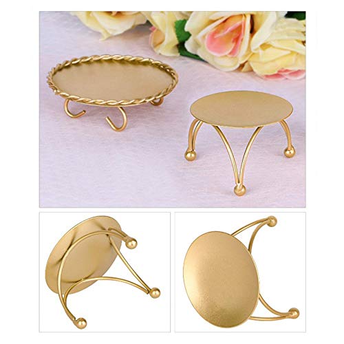 Candle Holder Gold Candle Holders Set of 2 Decorative Handmade Iron Pillar Plate Candle Holder Centerpiece Fit LED & Wax Candles Pedestal Candle Stand