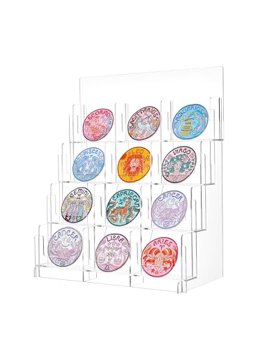 Acrylic Sticker Display Stand, Sticker Holder Display for Vendor Events, Card Rack Display Stand, Portable Display Rack - size: Three Rows