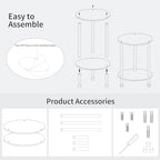 Clear Round Acrylic Side Table for Small Spaces, 11.81" L x 11.81" W x 19.82" H, 2 Tier Small Modern Drink End Table Nightstand, Minimalist Bedside Table for Living Room, Bedroom, Bathroom - size: 2 Tier 1-Pack (19.82"H)