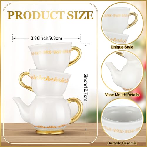 Tioncy Mini Teacup Bud Vase 5" Wonderland Tea Party Decorations Antique Vintage Kitchen Decor Whimsy Ceramic Vase Tea Party Favor for Wedding Gift Birthday Bridal Showers Home(1 Pcs) - color: Classic, size: 5 Inch