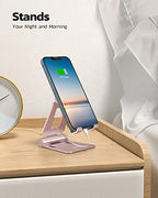 Nulaxy Dual Folding Cell Phone Stand, Fully Adjustable Foldable Desktop Phone Holder Cradle Dock Compatible with iPhone 17 16 15 14 13 12 11 Pro Max Xs Xr X 8, Nintendo Switch, All Phones - Rose Gold - color: C-Rose Gold