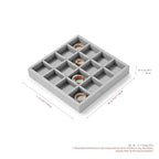 Microfiber 16 Grids Stackable Jewelry Display Trays Showcase Jewelry Organizer Storage Trays(Gray) - size: 5.49" x 5.52" x 0.78"
