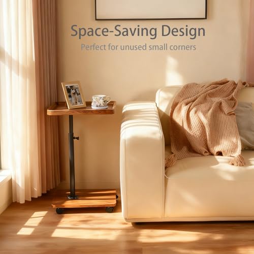 Adjustable Height Couch Tables that Slide Under Sofa, 360° Swivel Modern Tv Tray Table with Wheel, C Shaped End Table for Couch, C Table for Small Place, Perfect for Livingroom, Bedroom - style: Rectangle-Adjustablle Height