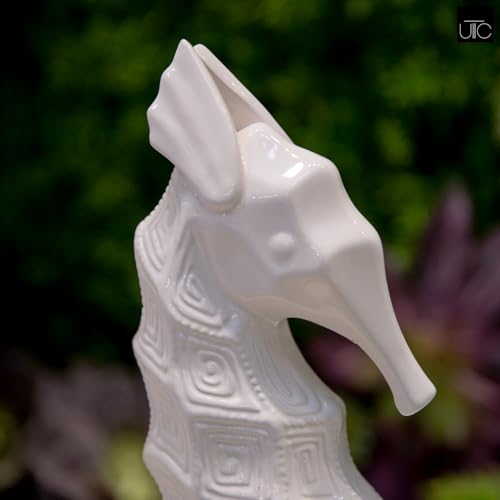 Modern Small Ceramic Seahorse Figurine, Unique Cermaic Figurines, Handcrafted Decorative Gloss Finish White Sculpture for Home, Garden,Office: 5.25"x3.50"x13.75"H - size: 5.25"x3.50"x13.75"H