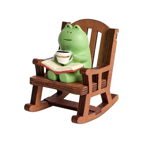Miniature Frog Figurines，Cute and Leisurely Frog Shape，Creative Desk Home Decoration, Suitable for Frog Lovers, Bookshelf Gift