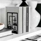Peacoblue Metal Bookends for Shelves, Modern Decorative Heavy Duty Study Book Support Stoppers for Office, Desk, Shelf, Room 5.3"x4.3"x7.9" Cast Iron Bookends, 1 Pair (Chemistry and Lab Bottles) - style: Chemistry and Lab Bottles