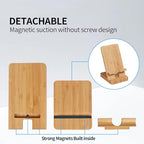 Cell Phone Stands, Desktop Stand, Luxury Nature Wood Magnetic Phone Stand for Desk, Compatible with iPhone & All Cell Phones, Ultra-Stable, Portable & Non-Slip Design, Bamboo