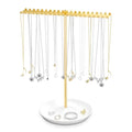 Jewelry Organizer Stand, Metal Necklace Holder Display With 42 Hooks, Gold Jewelry Holder for Necklaces, Bracelets, Rings, Bedroom College Dorm Decor for Women and Girls