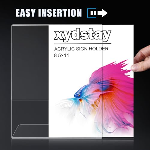 xydstay 12pack 8.5x11 Acrylic, L Shape Clear Plastic, Menu Holder, Unbreakable Table Sign Holder for Restaurant, Office, School, Store and Home Use