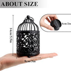 JHY DESIGN 6 Pcs 5.5 inch Height Small Metal Candle Stick Holder Hanging Birdcage Tealight Lantern Hollow Candle Holders for Table Valentine Patio Indoor Outdoor Gifts(Black) - color: Black
