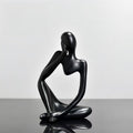 Sandstone Thinker Abstract Statue, European Light Luxury Resin Craft, Office Bookshelf Living Room Entrance Desktop Decor, Black - color: Black