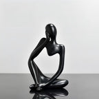 Sandstone Thinker Abstract Statue, European Light Luxury Resin Craft, Office Bookshelf Living Room Entrance Desktop Decor, Black - color: Black