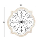 Deco 79 Wooden Scroll Home Wall Decor Wall Sculpture with Metal Scroll Work, Wall Art 22" x 1" x 22", White